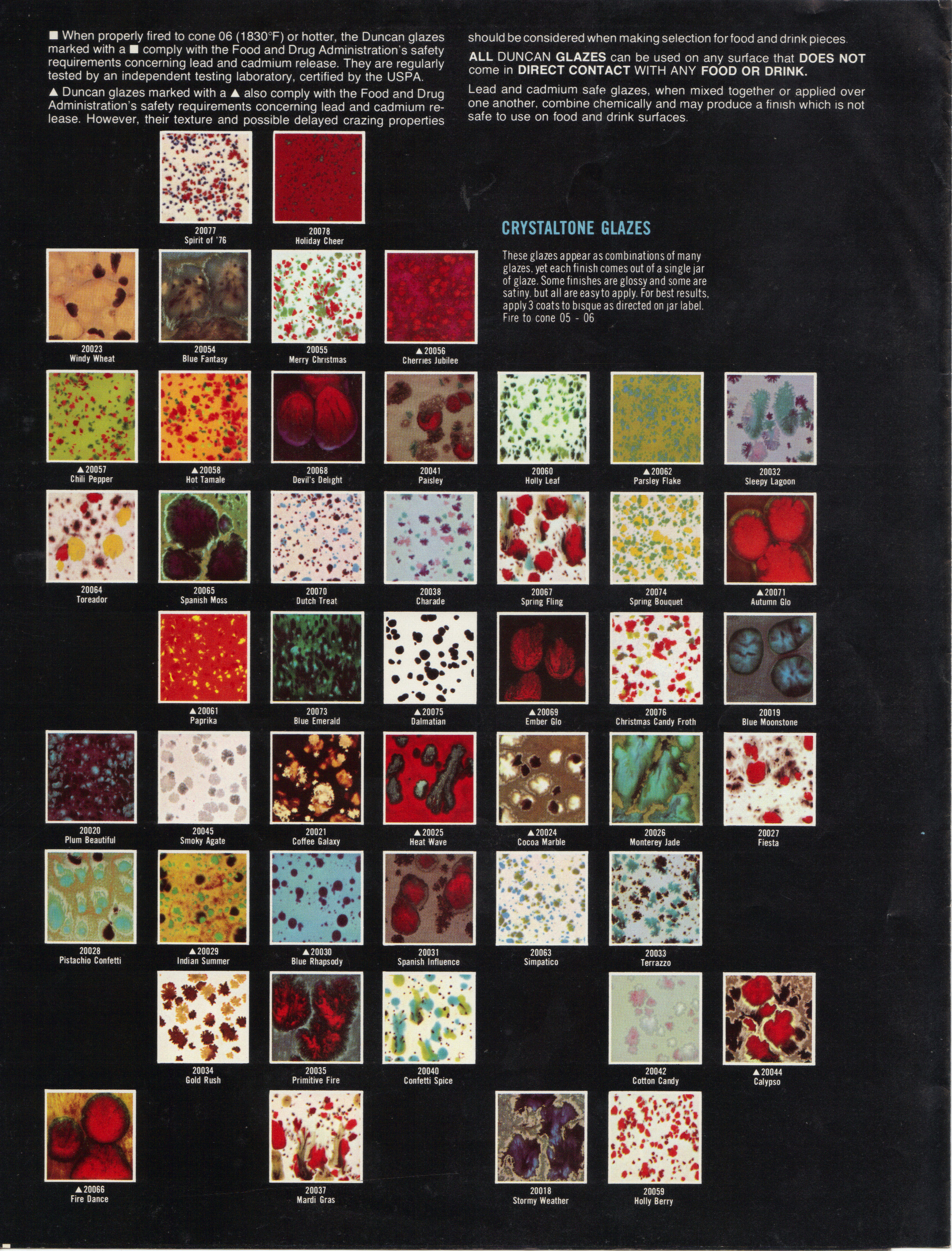 Duncan Glazes Color Chart