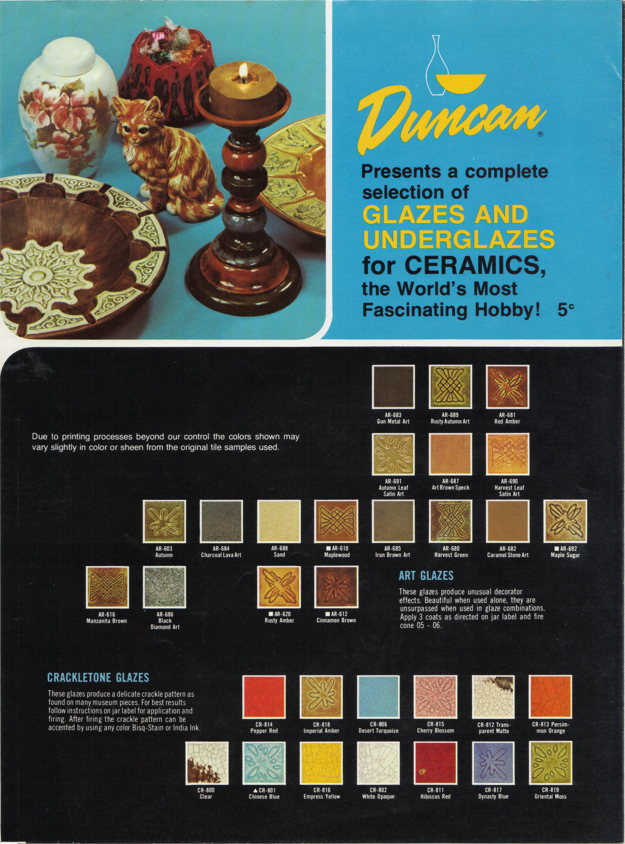 Duncan Ceramic Glazes Color Chart