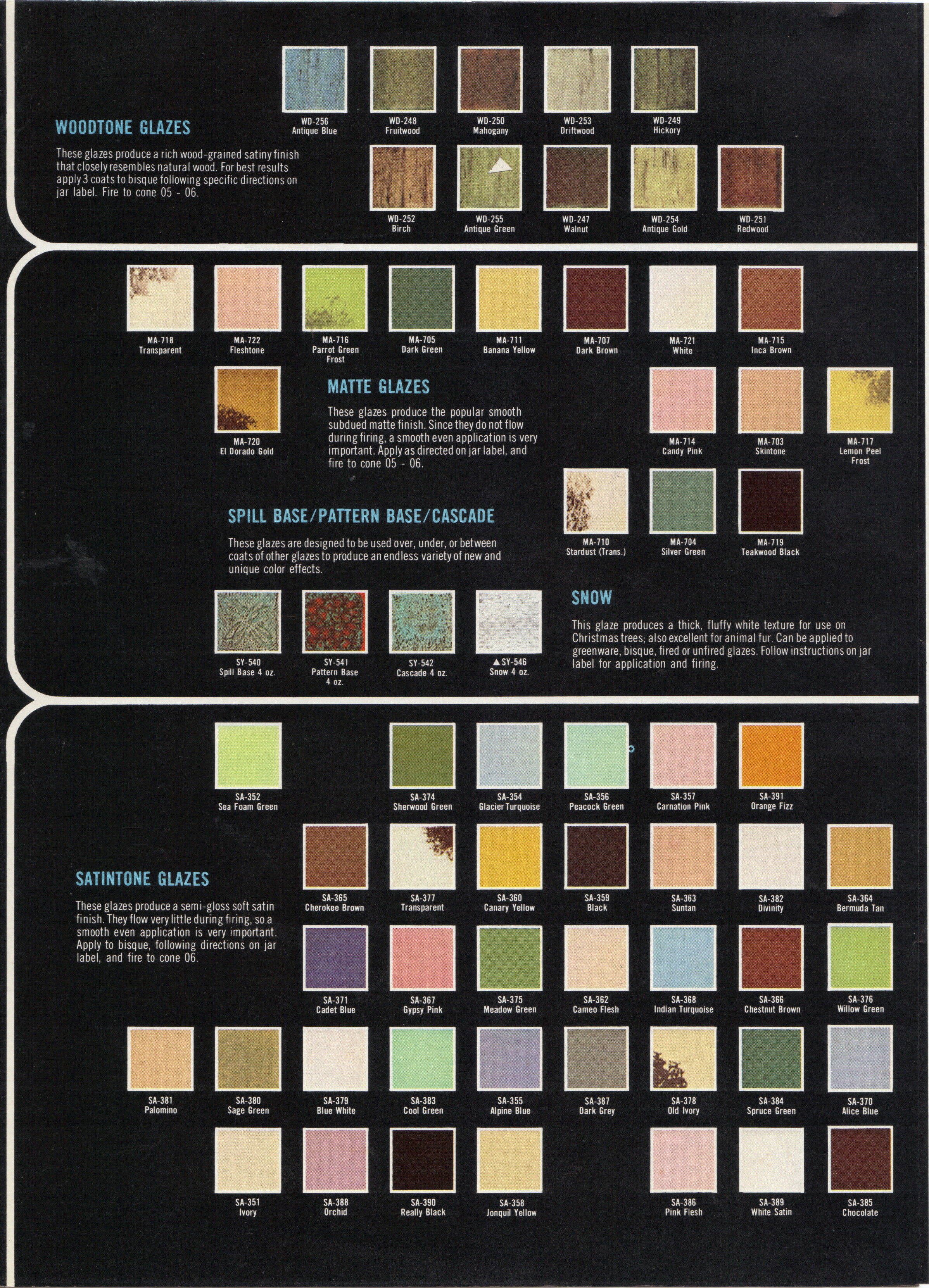 Duncan Glazes Color Chart
