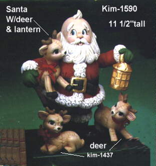 Santa with 1-Deer and Lantern #1590-Kim
