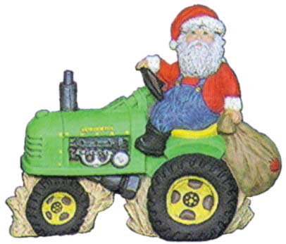 Santa riding on a tractor